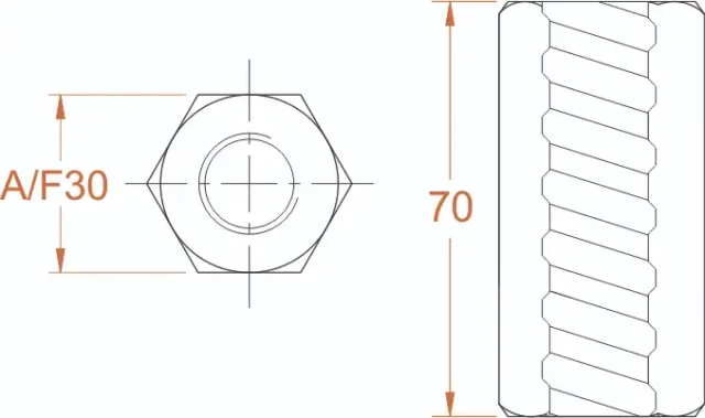 Hex Nut Code HN3070 HN3070-Z (15mm) SIZE: 30x70mm - Image 2