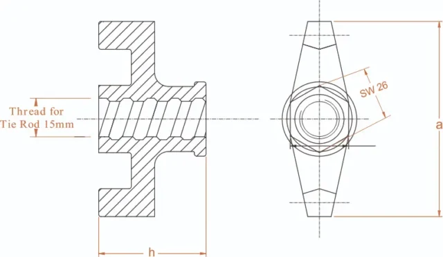 Casting Wing Nut Code WN1501 (15mm) SIZE: a= 82mm b= Ø30mm h= 50mm SW 26 - Image 2