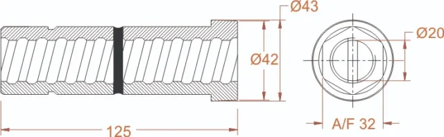 Steel Cone-Solid Core Code SC2001-O (20mm) SIZE:Type MKK,125mm,Dia 43,AF 32mm for 20 mm tie bar - Image 2